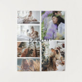 Aangepaste 5 foto's Instagram collage handtekening Wandkleed (Voorkant)