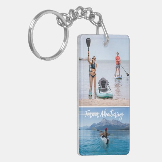 Aangepaste 5 Photo Collage Sleutelhanger met Tekst (Voorkant Links)