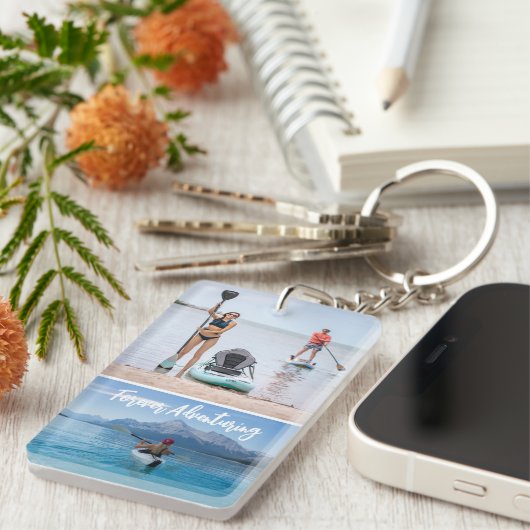 Aangepaste 5 Photo Collage Sleutelhanger met Tekst (Voorkant Rechts)