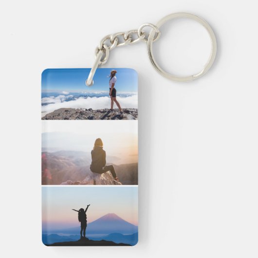 Aangepaste 5 Photo Collage Sleutelhanger met Tekst (achterkant)