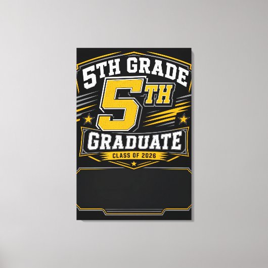 Aangepaste 5e klas afgestudeerde 2026 Varsity Canvas Afdruk (Voorkant)