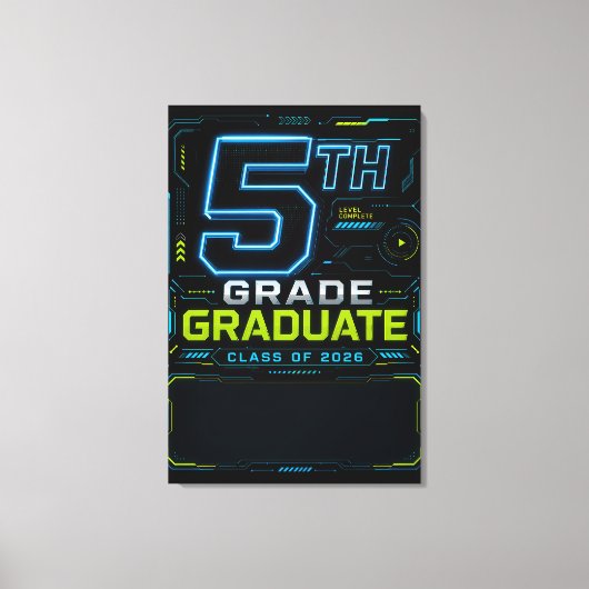 Aangepaste 5e klas Gamer Afgestudeerde 2026 Canvas Afdruk (Voorkant)