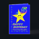 Aangepaste 5e Verjaardag Sterren voor Grote Kleind Kaart<br><div class="desc">Cute yellow stars with colorful flowers and numbers for great granddaughter's 5th birthday. Name of Famy member or friend may be added in template. Origineel design by Anura Design Studio.</div>
