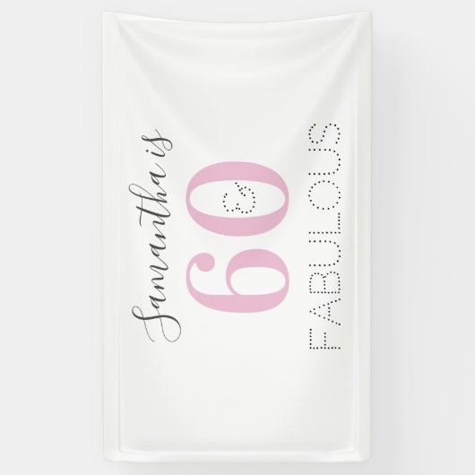 Aangepaste 60 en geweldige moderne roze verjaardag spandoek (Verticaal)