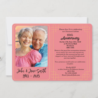 Aangepaste 60e Diamond Jubilee Jubileum Invitation Feestdagenkaart