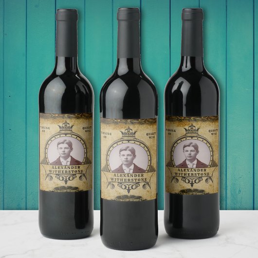 Aangepaste 60e  foto-sjabloon op jaardag wijn etiket