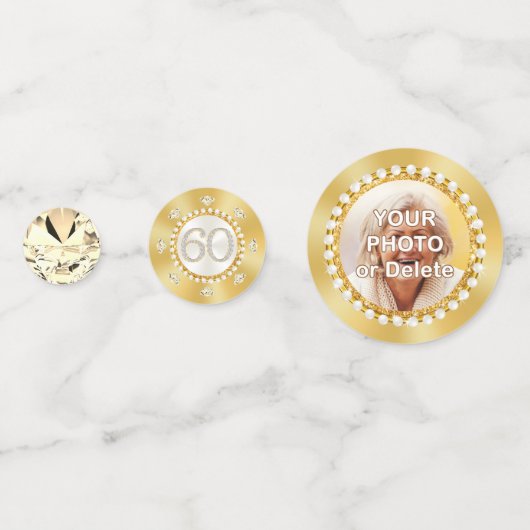 Aangepaste 60e geboortedag-tafeldecoraties, confetti (Voorkanten)