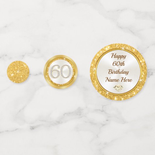 Aangepaste 60e geboortedag-tafeldecoraties, confetti (Achterkanten)