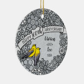 Aangepaste 60e Jubileum Diamond Floral Birds Keramisch Ornament (Rechts)