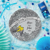 Aangepaste 60e Jubileum Diamond Floral Birds Papieren Bordje (Feest)