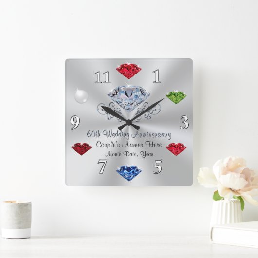 Aangepaste 60e Jubileum klok met drijfstenen (Huis)