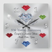 Aangepaste 60e Jubileum klok met drijfstenen (Voorkant)