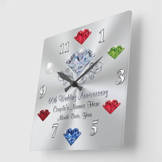 Aangepaste 60e Jubileum klok met drijfstenen (Hoek)