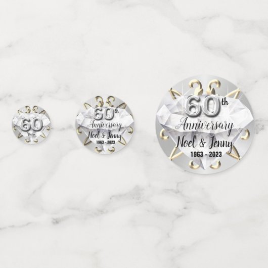 Aangepaste 60e Jubileum tafel Confetti (Achterkanten)