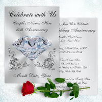 Aangepaste 60e Jubileum-uitnodigingen voor bruilof