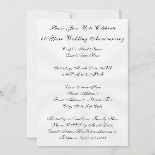 Aangepaste 60e Jubileum-uitnodigingen voor bruilof Kaart (Achterkant)