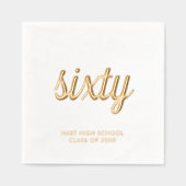 Aangepaste 60e reünie moderne gouden folie servett folie servetten (Voorkant)