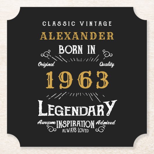 Aangepaste 60e verjaardag 1963 Naam legaal toevoeg Kartonnen Onderzetters (Voorkant)