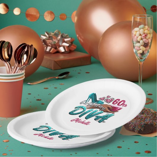 Aangepaste 60e verjaardag Afro-Amerikaanse Black D Papieren Bordje (Multi)