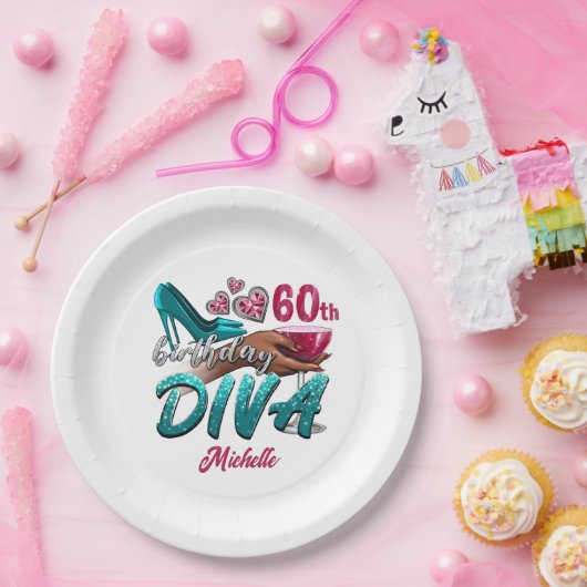 Aangepaste 60e verjaardag Afro-Amerikaanse Black D Papieren Bordje (Feest)