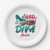 Aangepaste 60e verjaardag Afro-Amerikaanse Black D Papieren Bordje (Voorkant)