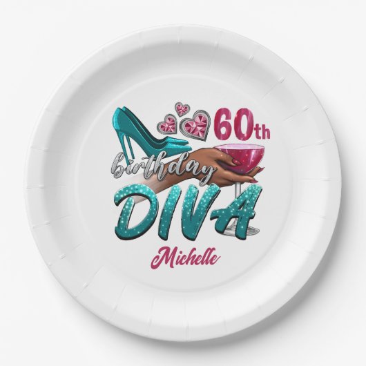 Aangepaste 60e verjaardag Afro-Amerikaanse Black D Papieren Bordje (Voorkant)