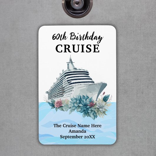 Aangepaste 60e verjaardag cruise hut deur magneet