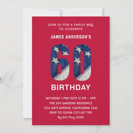 Aangepaste 60e verjaardag familie BBQ Party 4th ju Kaart (Voorkant)