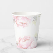 Aangepaste 60e verjaardag Floral Pink Gold Glitter Papieren Bekers (Achterkant)