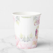 Aangepaste 60e verjaardag Floral Pink Gold Glitter Papieren Bekers (Rechts)