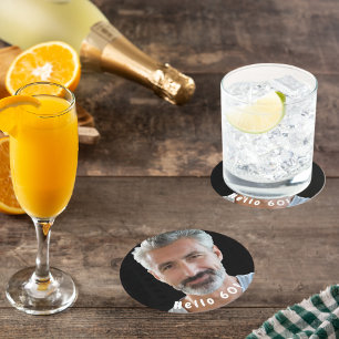 Aangepaste 60e verjaardag foto hallo 60 man man ronde kartonnen onderzetter