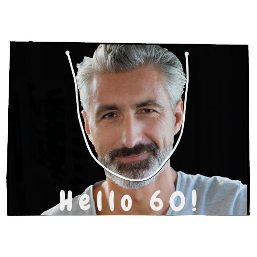 Aangepaste 60e verjaardag foto zwart wit groot cadeauzakje (Achterkant)