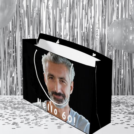 Aangepaste 60e verjaardag foto zwart wit groot cadeauzakje