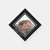 Aangepaste 60e verjaardag foto zwart wit servet (Hoek)