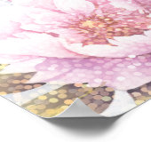 Aangepaste 60e verjaardag Gouden Glitter Roze Pioe Poster (Hoek)