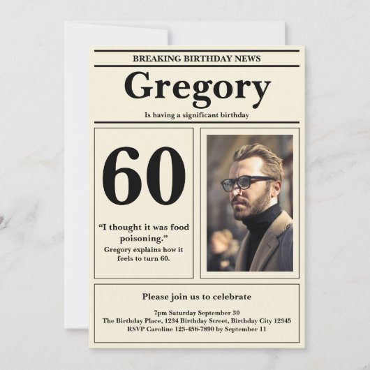 Aangepaste 60e verjaardag Grappige offerte Retro K Kaart (Voorkant)