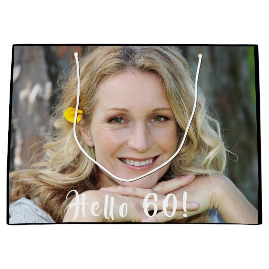 Aangepaste 60e verjaardag hallo 60 groot cadeauzakje (Voorkant)