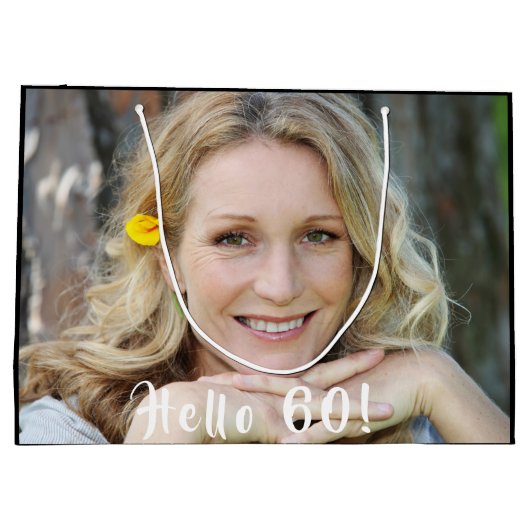 Aangepaste 60e verjaardag hallo 60 groot cadeauzakje (Achterkant)