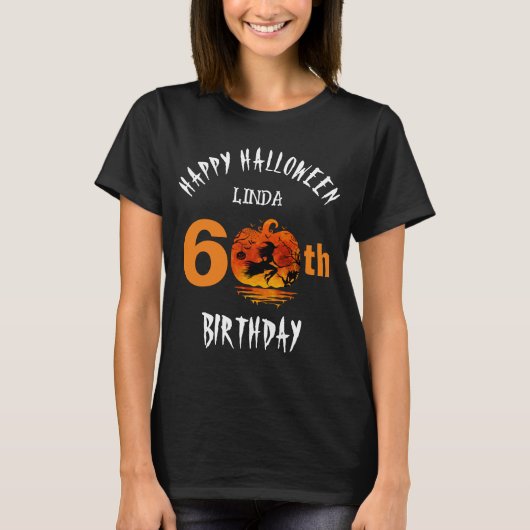 Aangepaste 60e verjaardag Happy Halloween Party T-shirt (Voorkant)