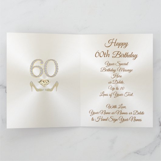 Aangepaste 60e verjaardag kaarten voor haar, STUNN (Binnen)
