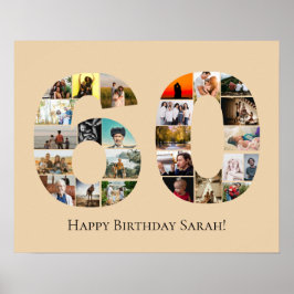 Aangepaste 60e verjaardag of jubileum fotomontage  poster