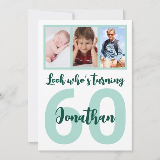Aangepaste 60e verjaardag script voor hem Fotocoll Kaart (Voorkant)