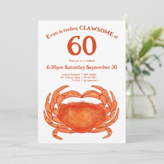 Aangepaste 60e verjaardag Waterverf Krab Vis en ze Kaart (Staand voorkant)