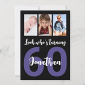 Aangepaste 60e verjaardag Zwart Moderne fotocollag Kaart (Voorkant)