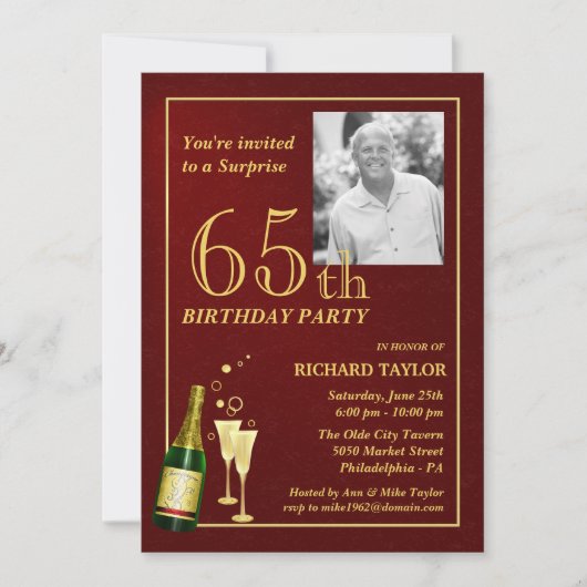 Aangepaste 65e verjaardag van de feestdagen - Bour Kaart (Voorkant)