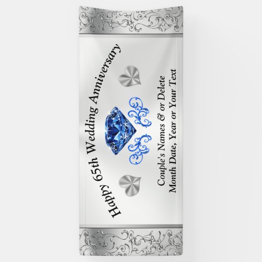 Aangepaste 65th Wedding Jubileum Banners (Verticaal)