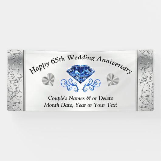 Aangepaste 65th Wedding Jubileum Banners (Horizontaal)