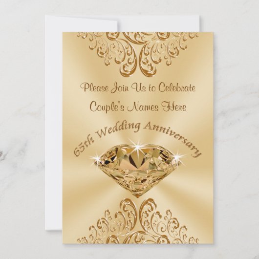 Aangepaste 65th Wedding Jubileum-uitnodigingen Kaart (Voorkant)
