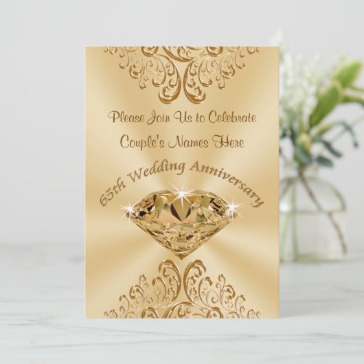 Aangepaste 65th Wedding Jubileum-uitnodigingen Kaart (Staand voorkant)