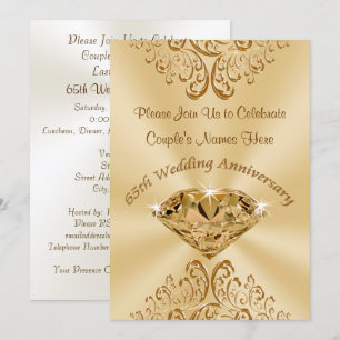 Aangepaste 65th Wedding Jubileum-uitnodigingen Kaart